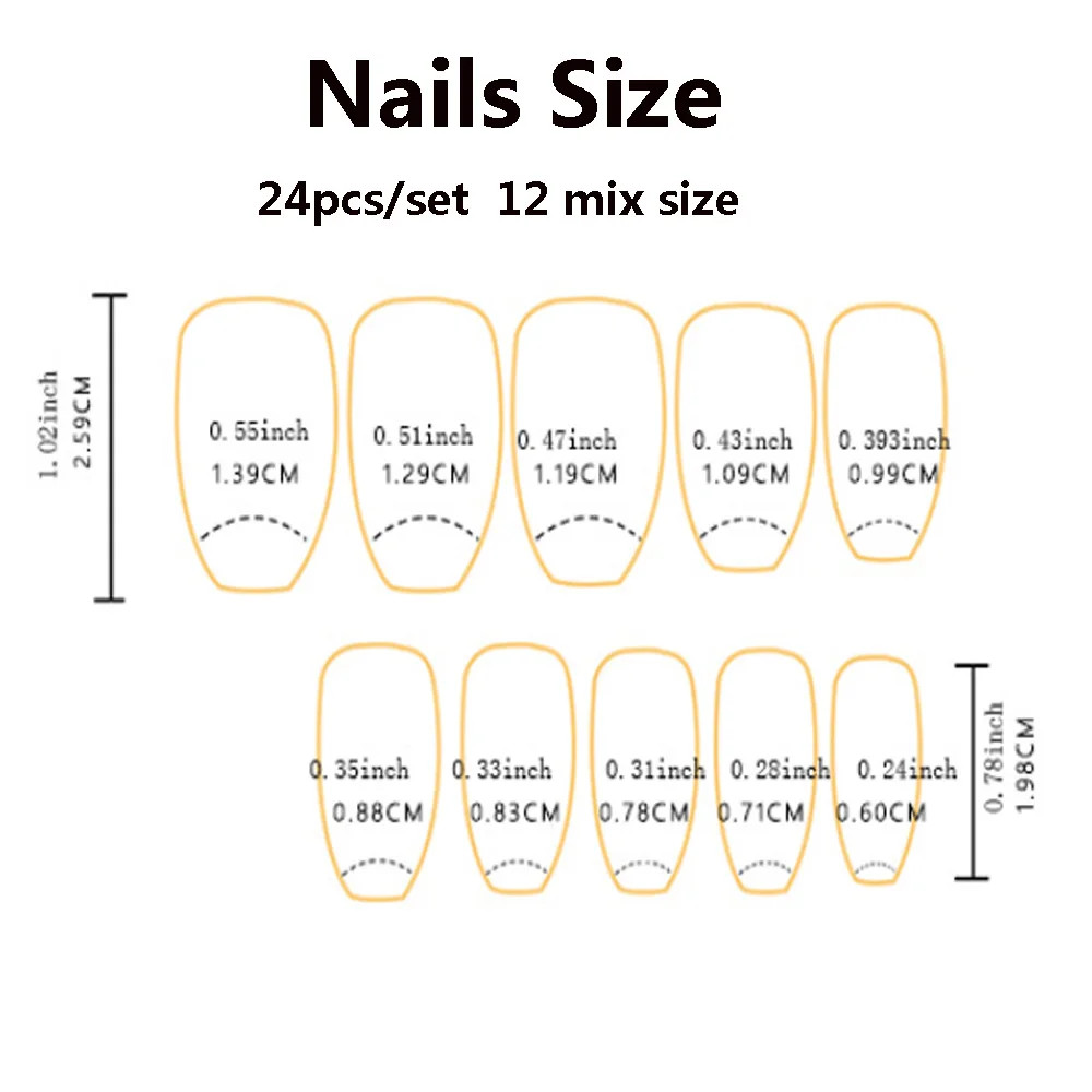 24pcs set Spring Summer Press On Nails Short Medium Long Fake Nails For Women