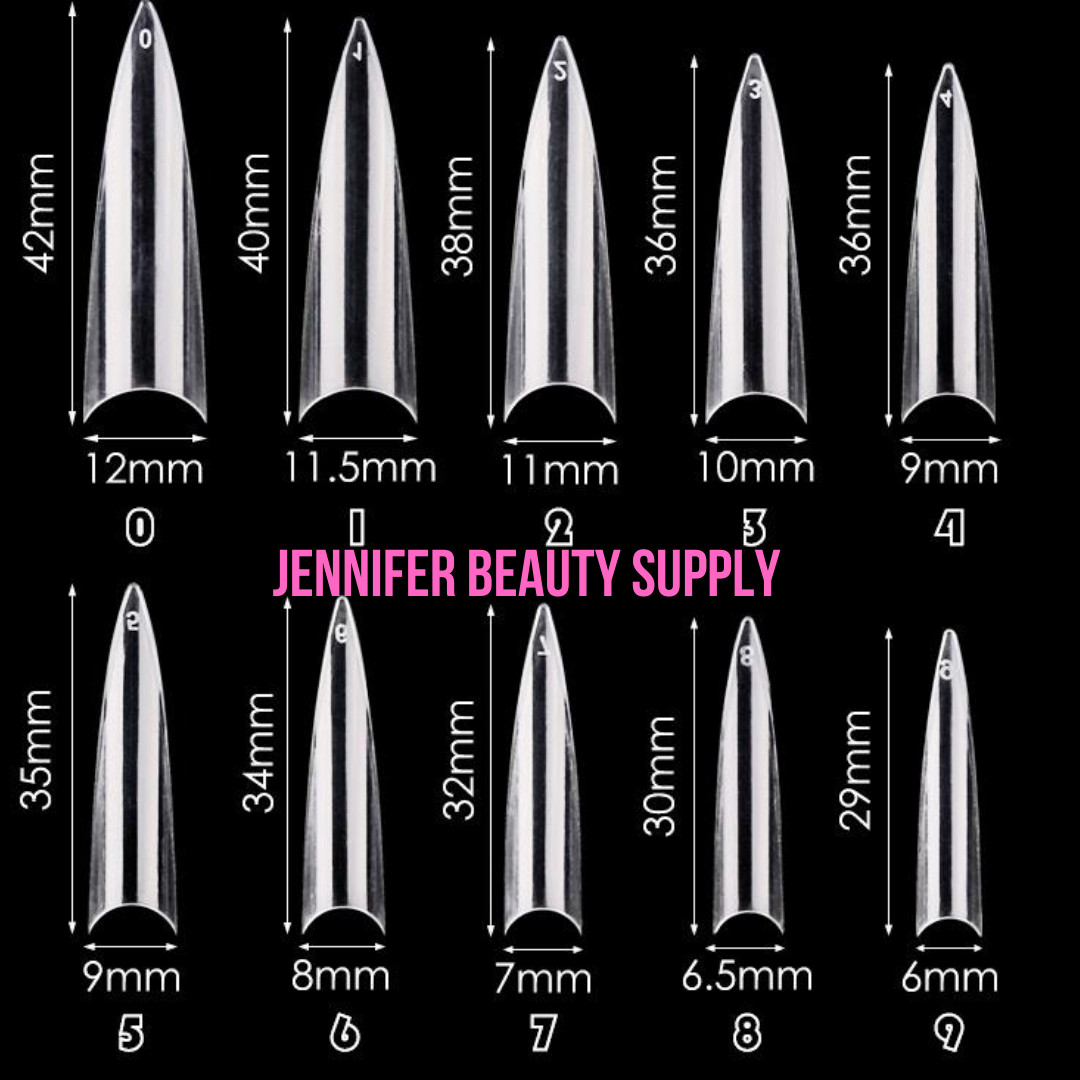 600 PCS EXTRA LONG STILETTO NAIL TIPS HALF FALSE FAKE ACRYLIC NAIL NATURAL CLEAR
