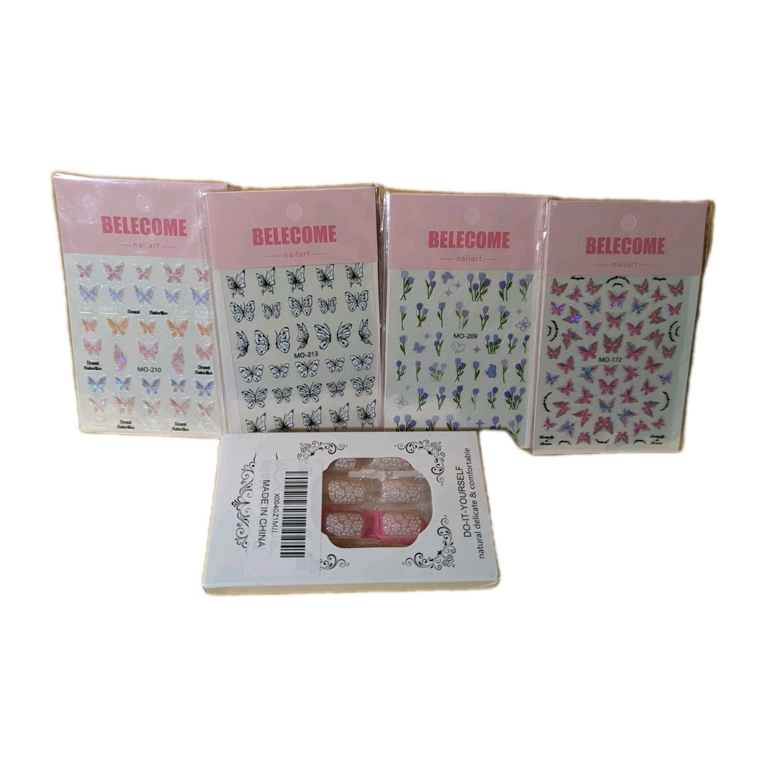 4pk 3D Butterfly Nail Stickers Art DIY Decor Decal+Fake Nail SetManicure-winter.