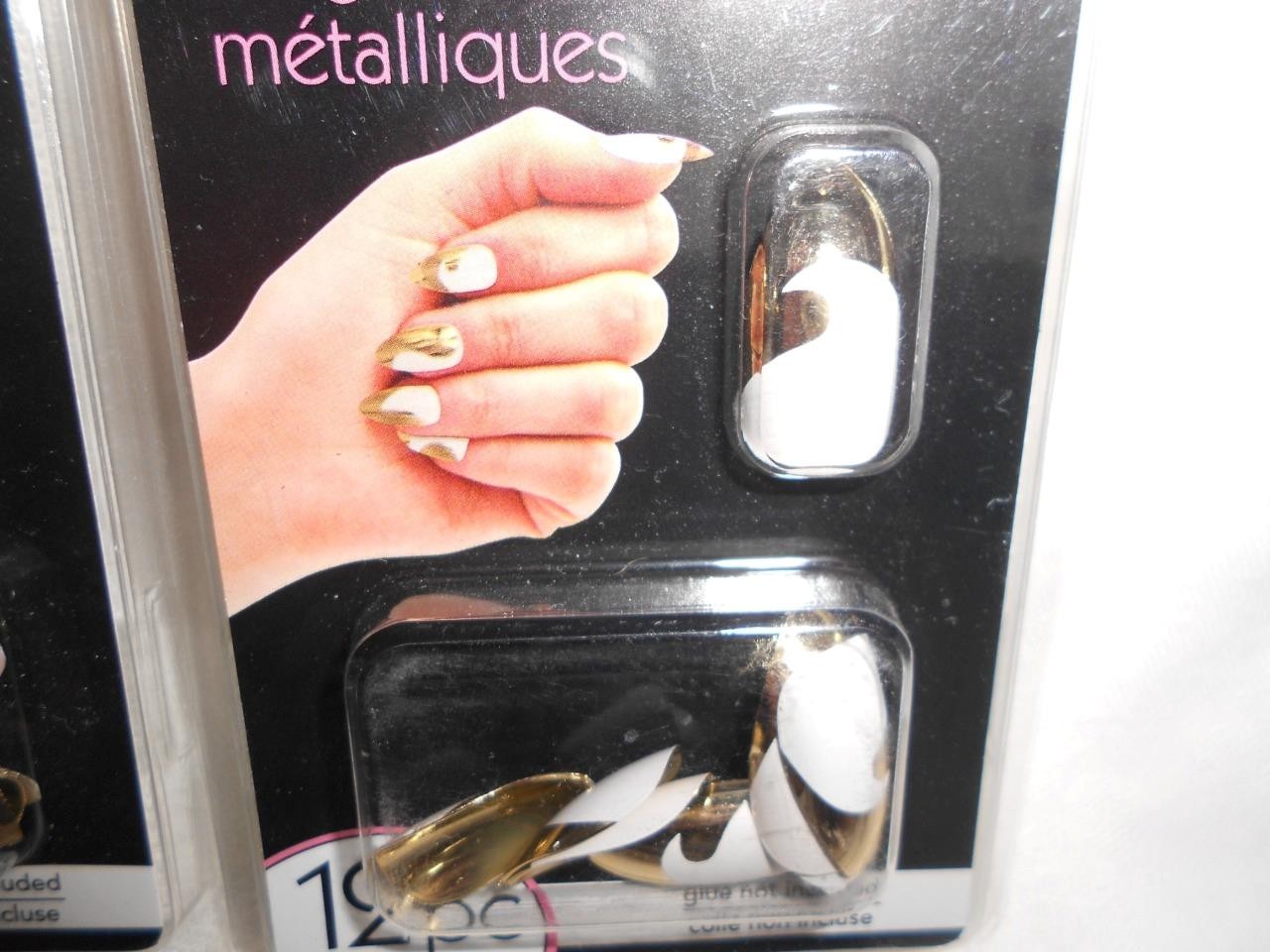 Lot 3 B-Color Metallic Fashion Nails Set Gold Plus 12 each pack Glue on New