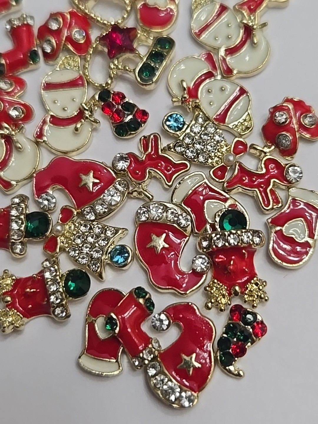 Lot Of Christmas Nail Charms 3D Rhinestones Enamel 40pcs C1