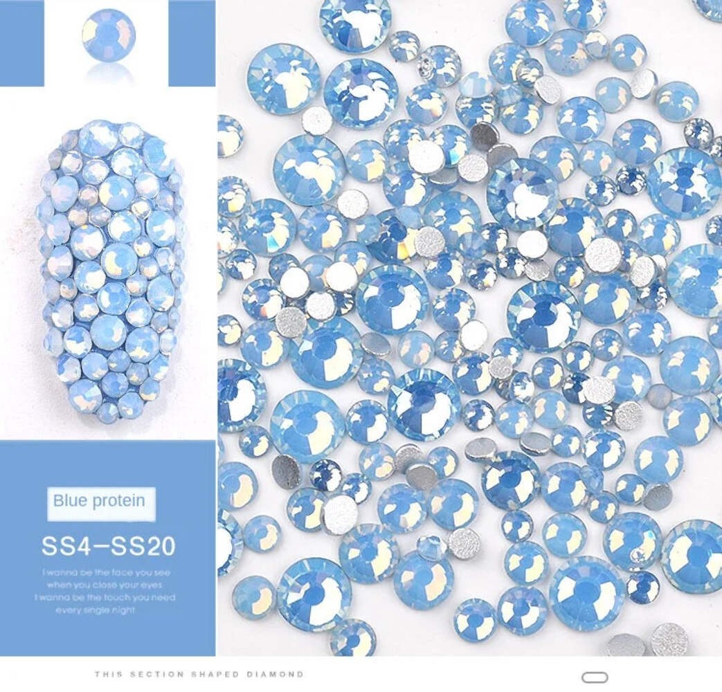 Shiny SS4-SS20 Mixed Size Opal Stones Nail Art Decorations Glass Flat Back Rhine