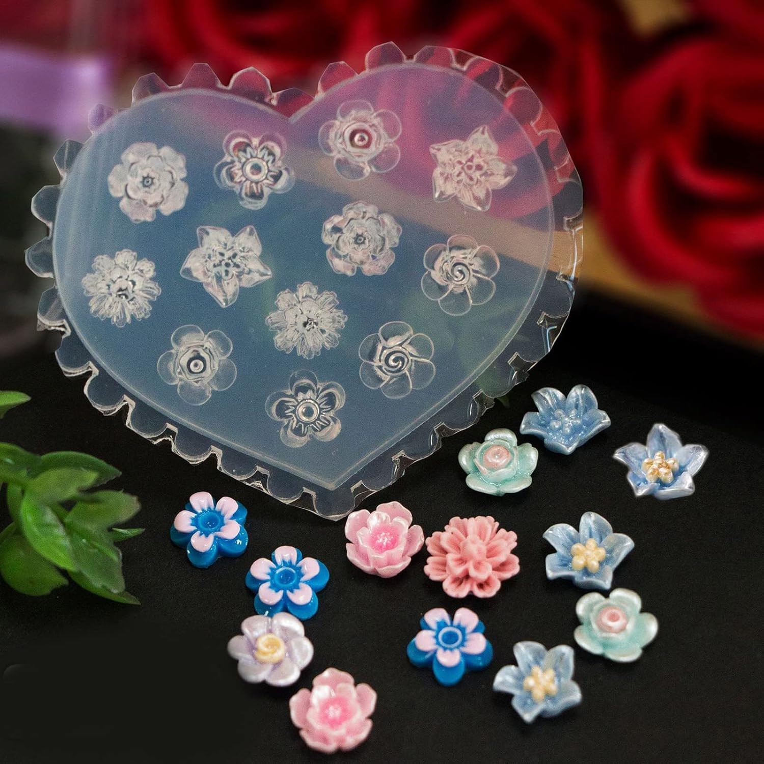 5-Piece 3D Silicone Flower Mold for Nail Art Decorations