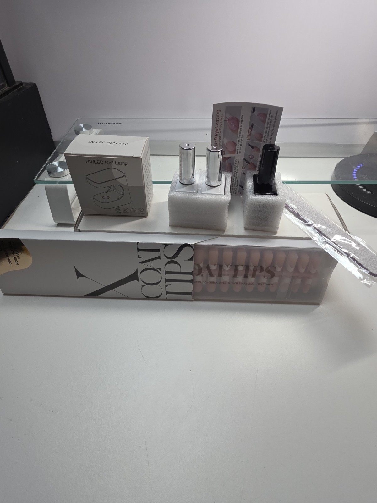 BTArtboxnails XCOATTIPS Gel Nail Kit – French Nail Tips w/gel & Lamp New
