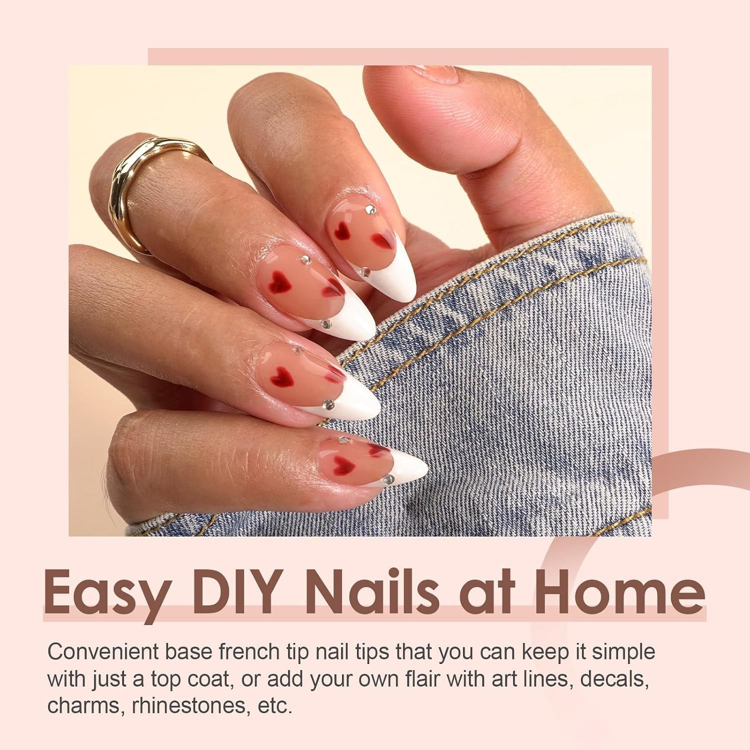 French Tip Press on Nails Gel Nail Tips – 300Pcs Pre-Colored Quick and Easy P…