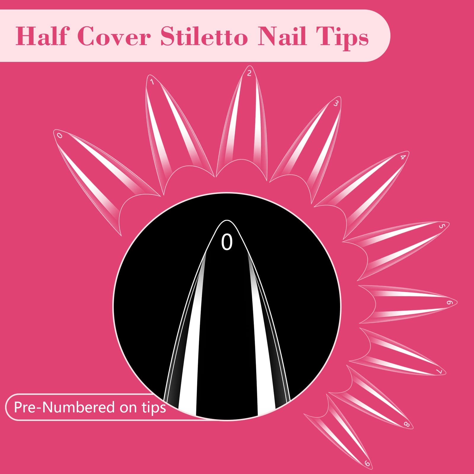Clear Stiletto Nail Tips, 500PCS Half Cover Soft Gel Nail Tips Medium Stilett…