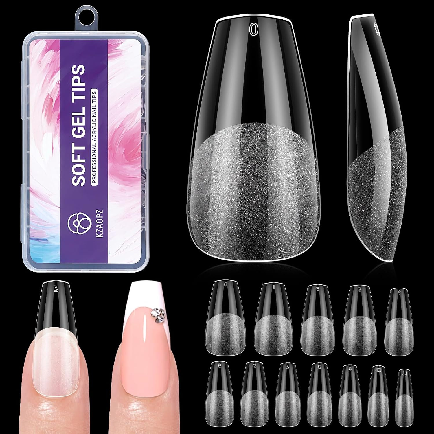 Short Almond Gel Nail Tips: 240 PCS Pre-Shaped False Acrylic Nail Tips Clear Fak