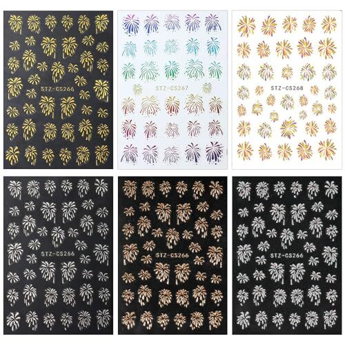 3D Glitter Firework Nail Stickers New Year Nail Art Stickers Colorful
