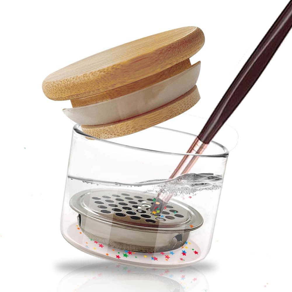 Nail Brushes Washing Cup Acrylic Nail Brush Cleaner Dappen Dish with Lid Easy…