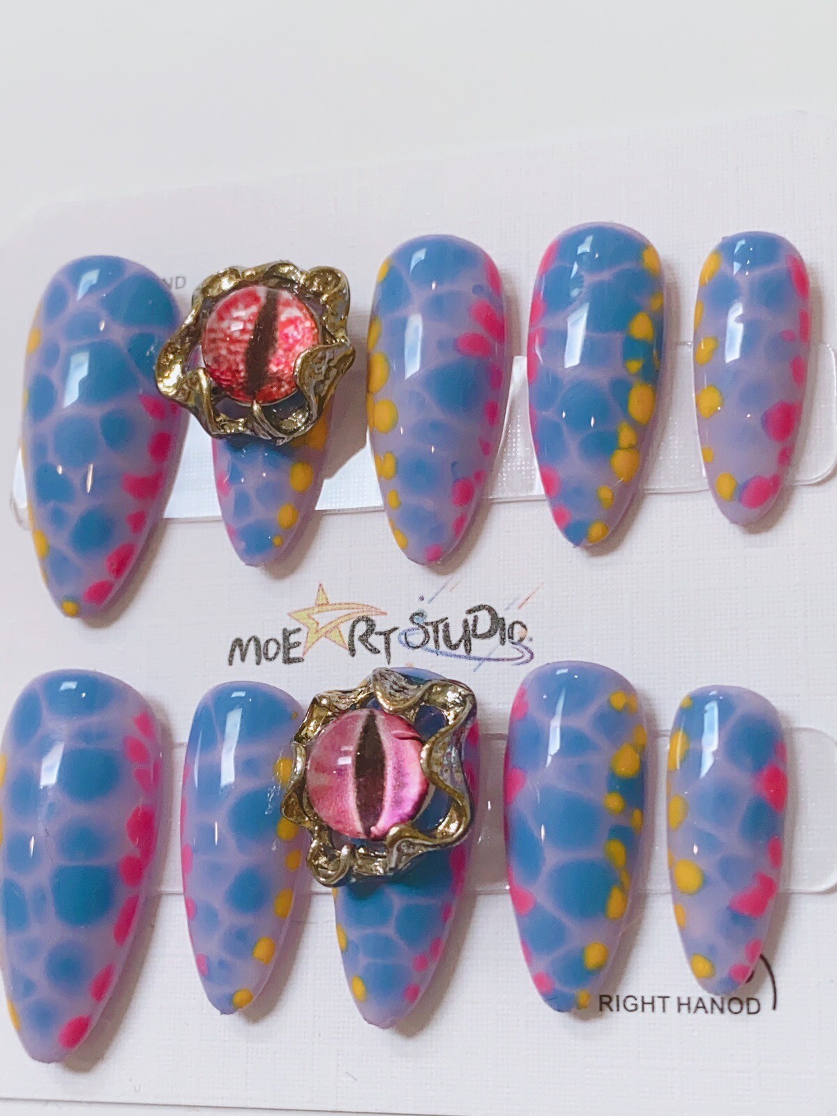 Nails Handmade press on nails 3D size S. Dragon Eyes
