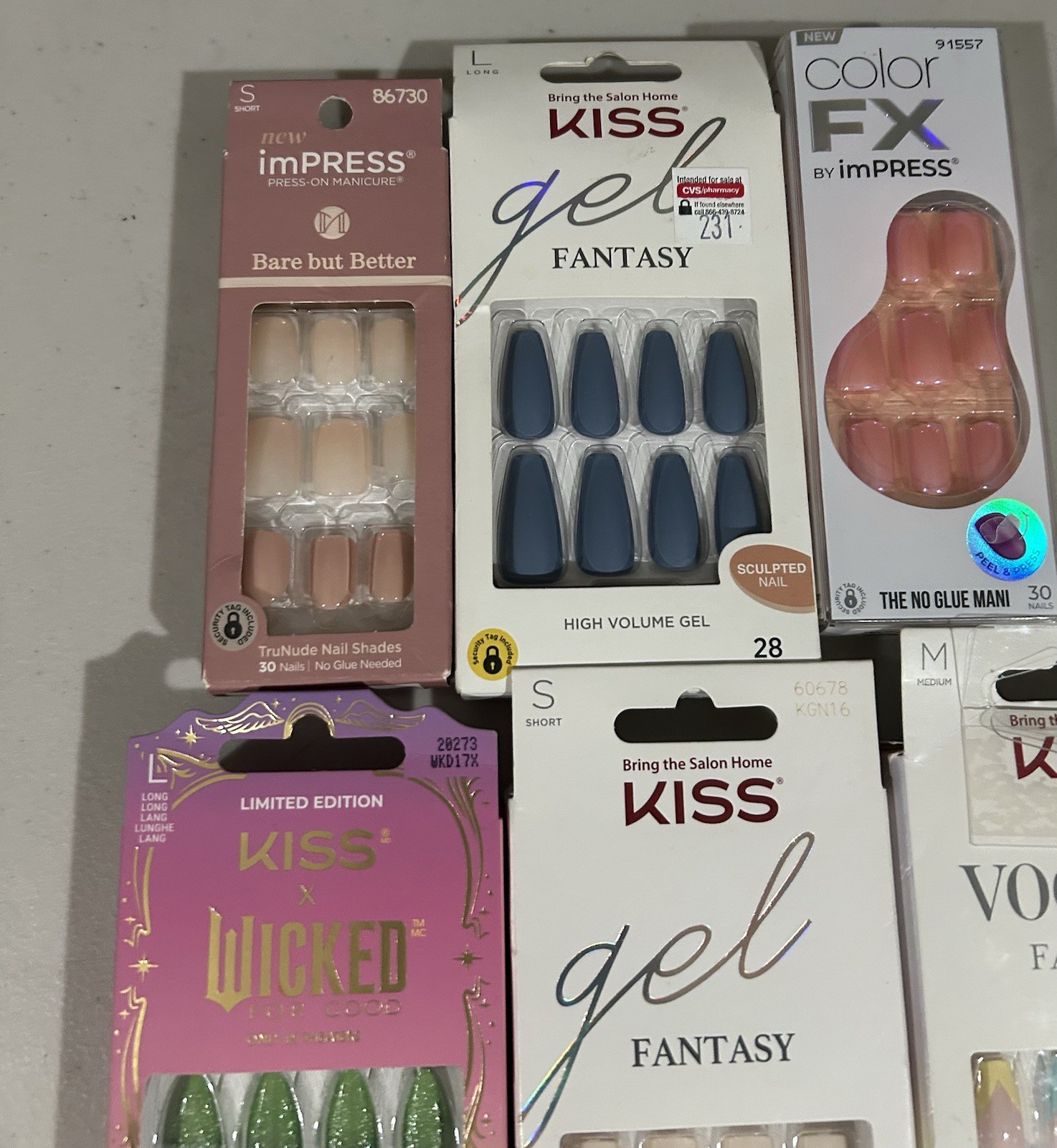 Lot of (6) KISS and imPress Assorted Nail Sets