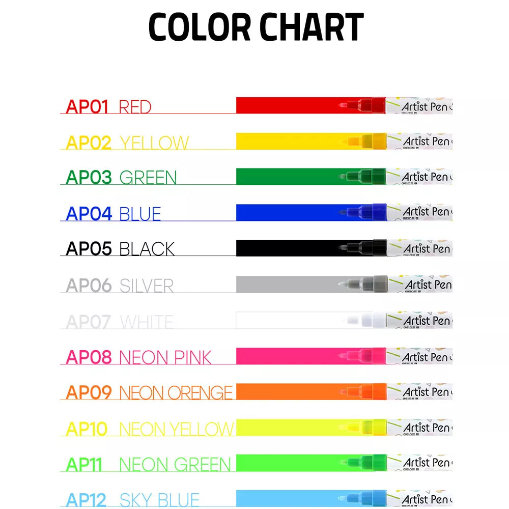 Jello Jello Artist Pen Nail Drawing Pen 12 Colors Self gel nail, KBeauty, sample