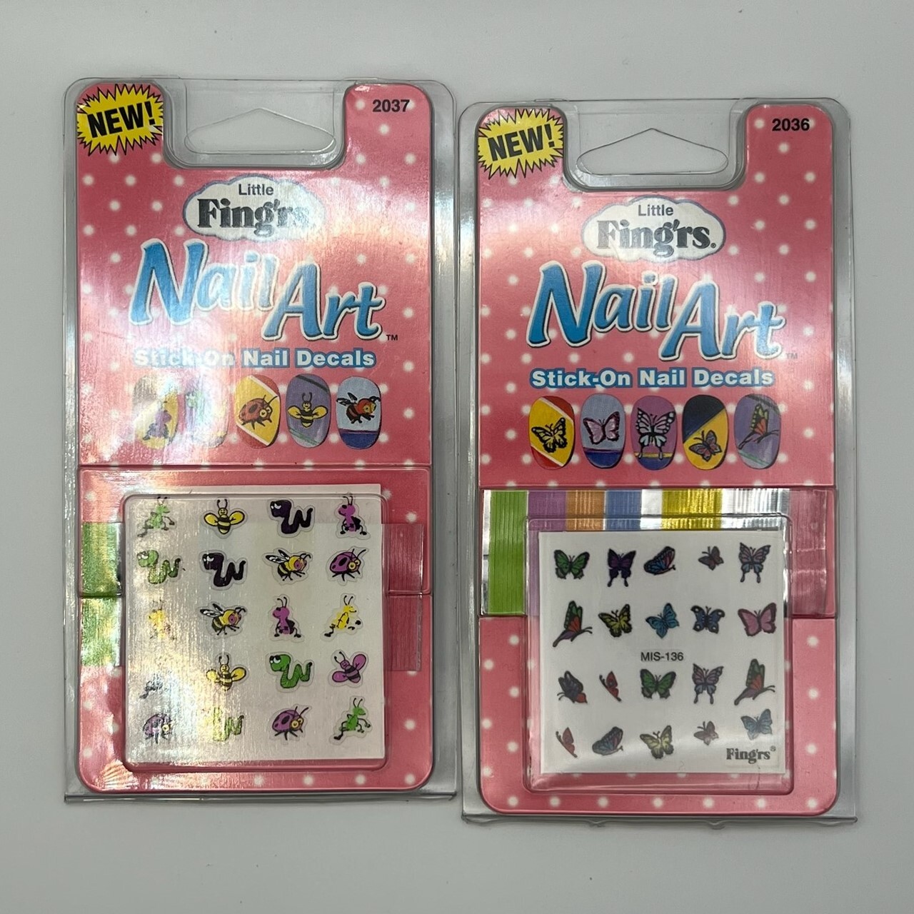 Little Fing’rs Nail Art 2037/2036 Stick-On Nail Decals (LOT of 2) NEW