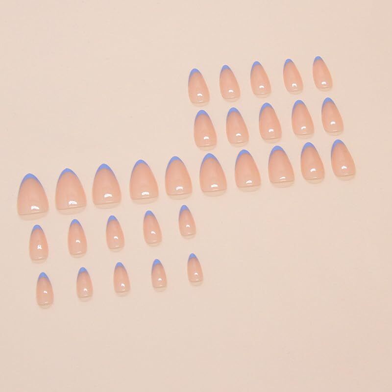 French Tips Press on Nails Short Almond Fake Nails 1 Fl Oz (Pack of 24) Style-6