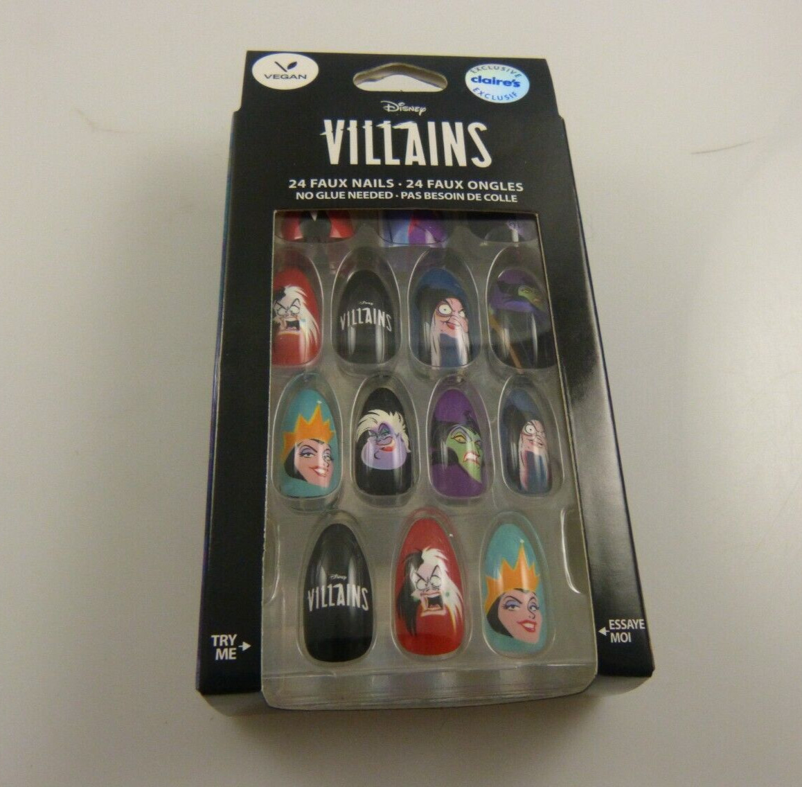 Claire’s faux false nails Disney Villains press on no glue needed