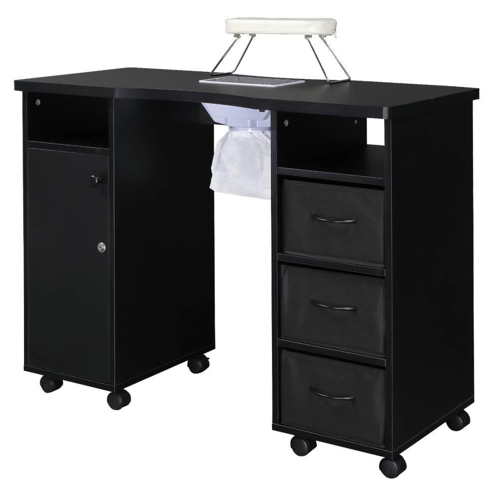 Manicure Table, Nail Beauty Manicure Desk, Wrist Cushion,Storage Drawers, Wheels