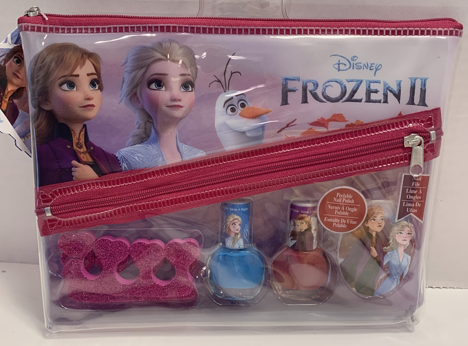 Townley Disney Frozen Non-Toxic Nail Polish Set In Zipper Pouch 8”x6”