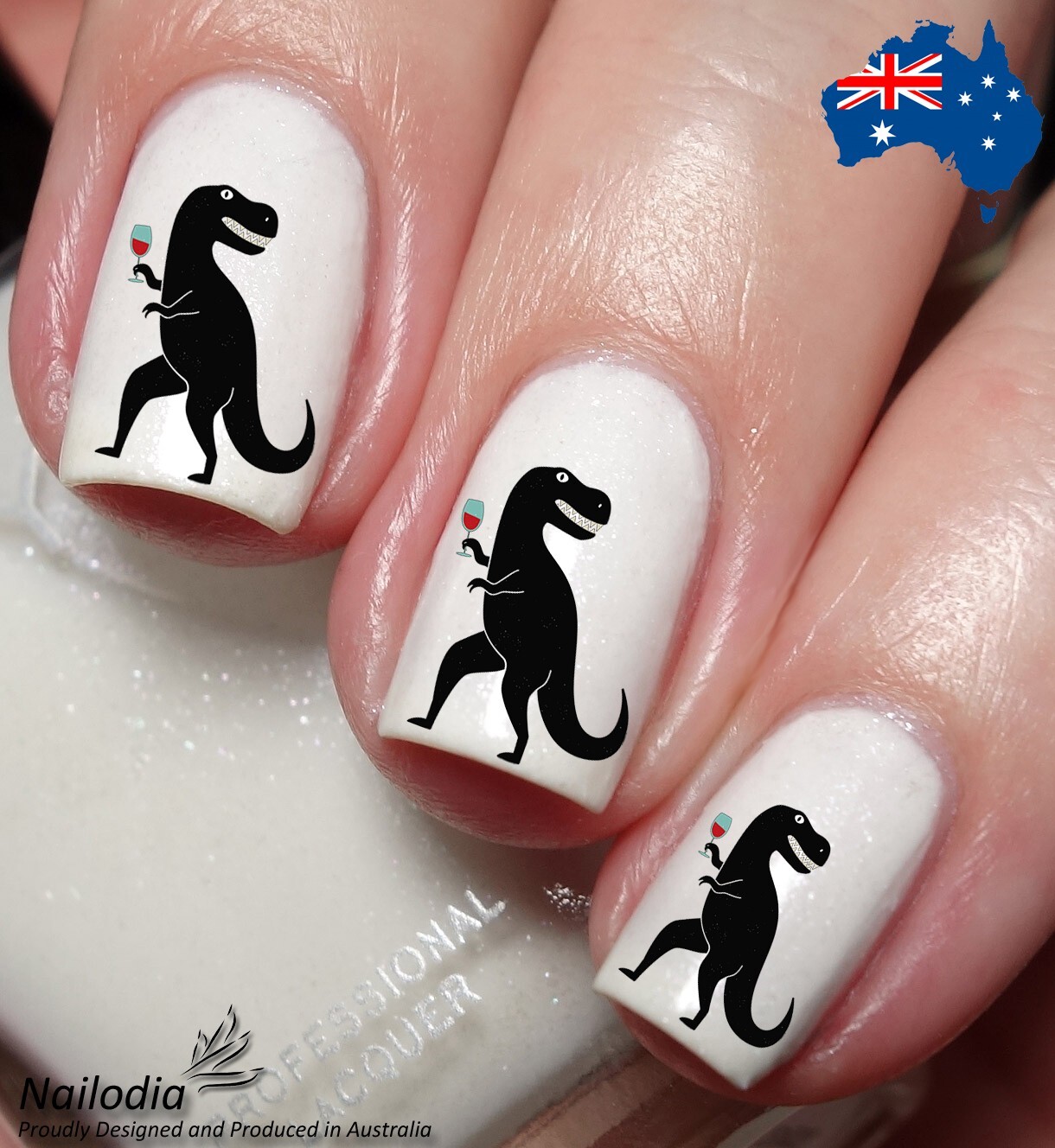 Cute Crazy Dino Dinosaur T-Rex Nail Art Decal Sticker – Jurassic Theme