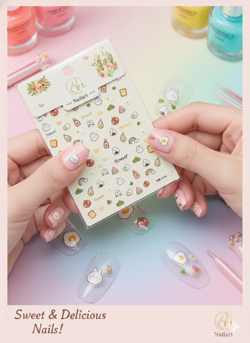 Buy 1 get 2 Free Yummy 5D Embossed Nail Art Stickers Self Adhesive Waterproof