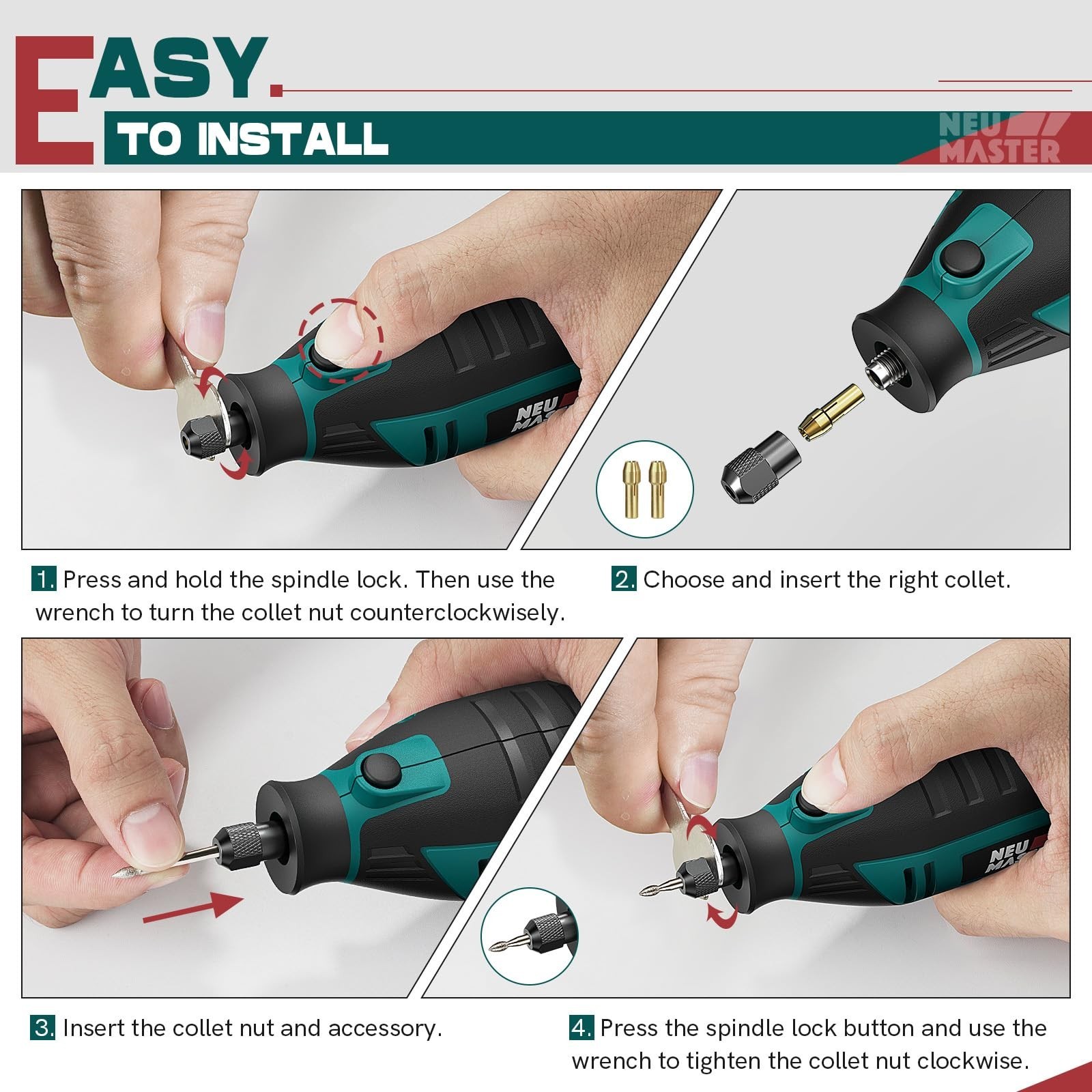 NEU MASTER 180W Rotary Tool Kit, Corded Power Rotary Tools with 160 Accessori…