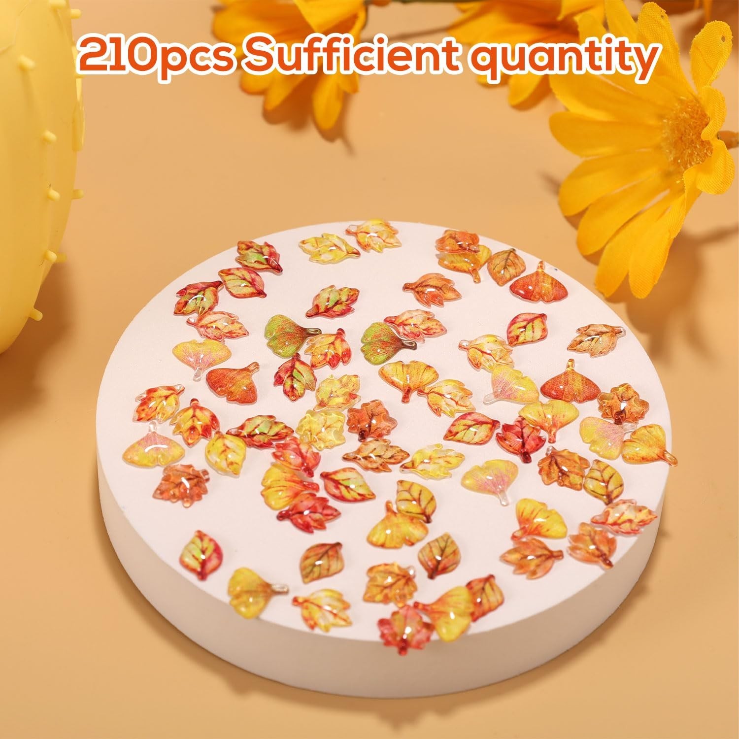 210pcs Mini Fall Leaves, 5 Styles Resin Funny Miniature Leaves for Crafts Sma…
