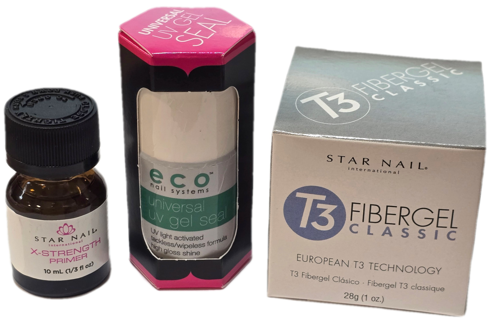 Star Nail T3 Fiber Gel + Eco Seal + XTRA Strength Primer