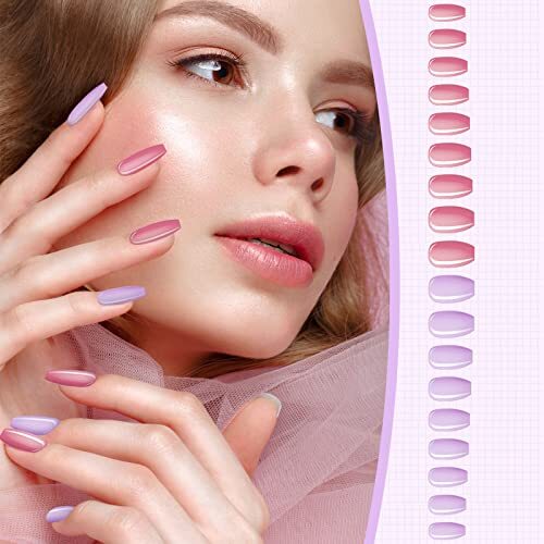 Maitys 720 Pieces 30 Sets Medium Square Nails Artificial Fake Sweet Colors