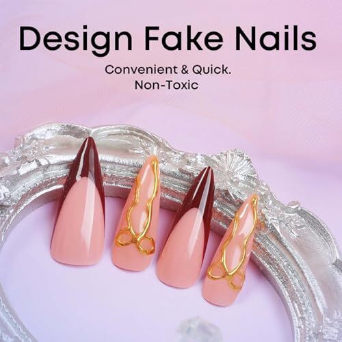 French Tip Press on Nails Long Fake Nails Stiletto False Nails with Almond HS05