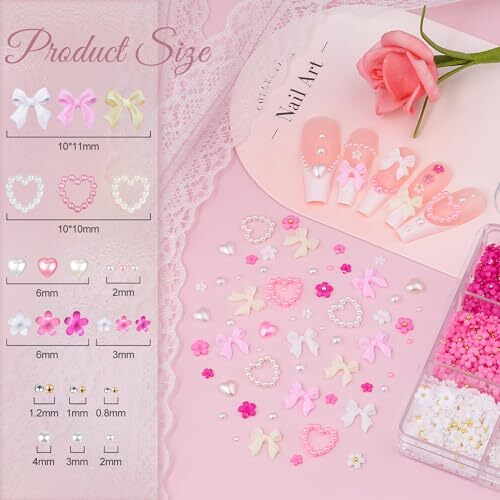 3D Nail A07-Nail Charms Set 7: 3D Flowers & Butterfly & Bow & Heart Nail Charms