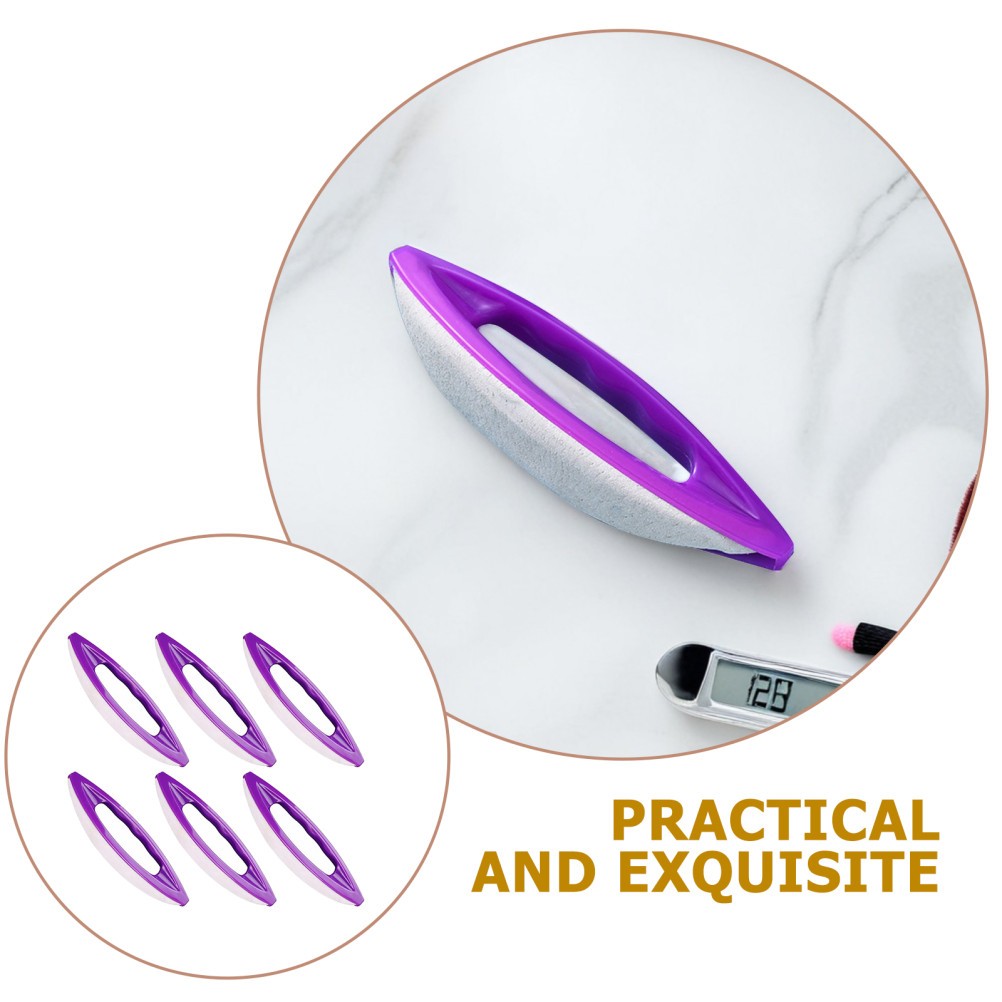 6Pcs Reusable Plastic Nail Art Tool Purple Nail Polisher for Manicure