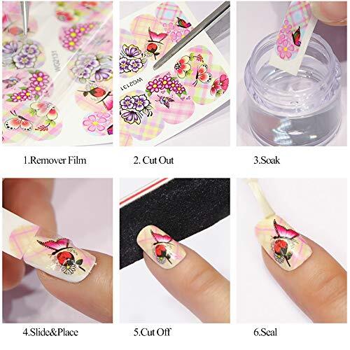 Nail Art Stickers, 40 Sheets Water Transfer Decals for DIY Black Lace Flower