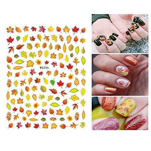 3D Thanksgiving Nail Art Stickers 6 Sheets Autumn Fall Nail Art Accessories C