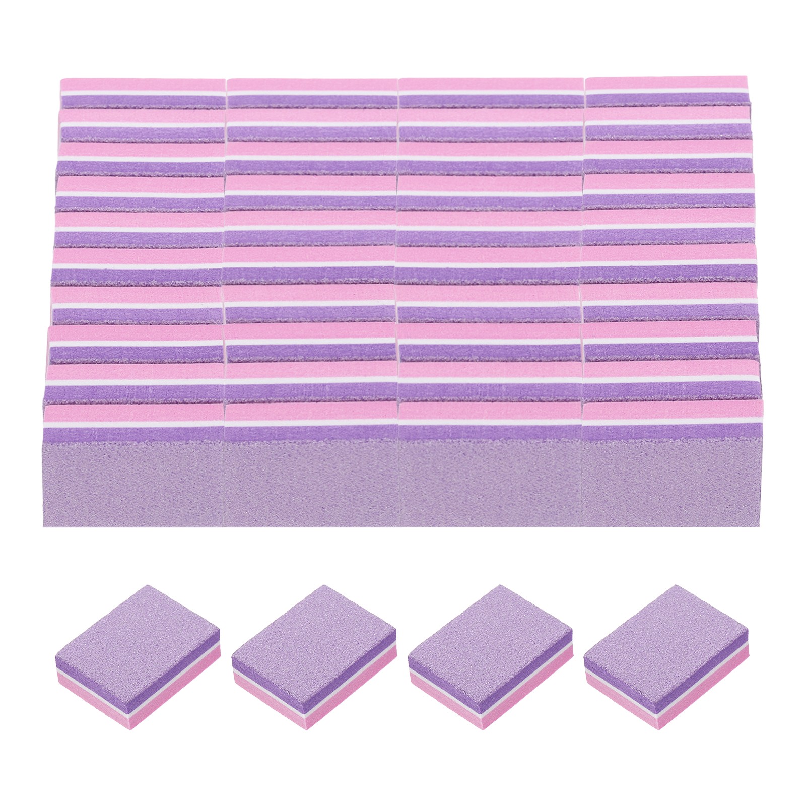 50pcs for Nail Buffers 100/180 Grit Mini Nail Sanding Blocks Set Pink/Purple