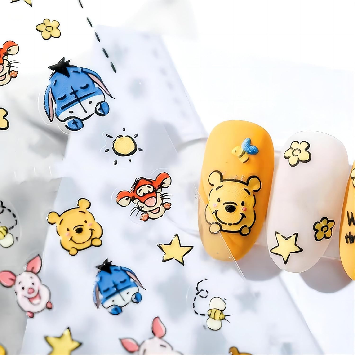 Cute Nail Stickers 5D Embossed Cartoon Bear Nail Stickers Kawaii Animal Self-Adh
