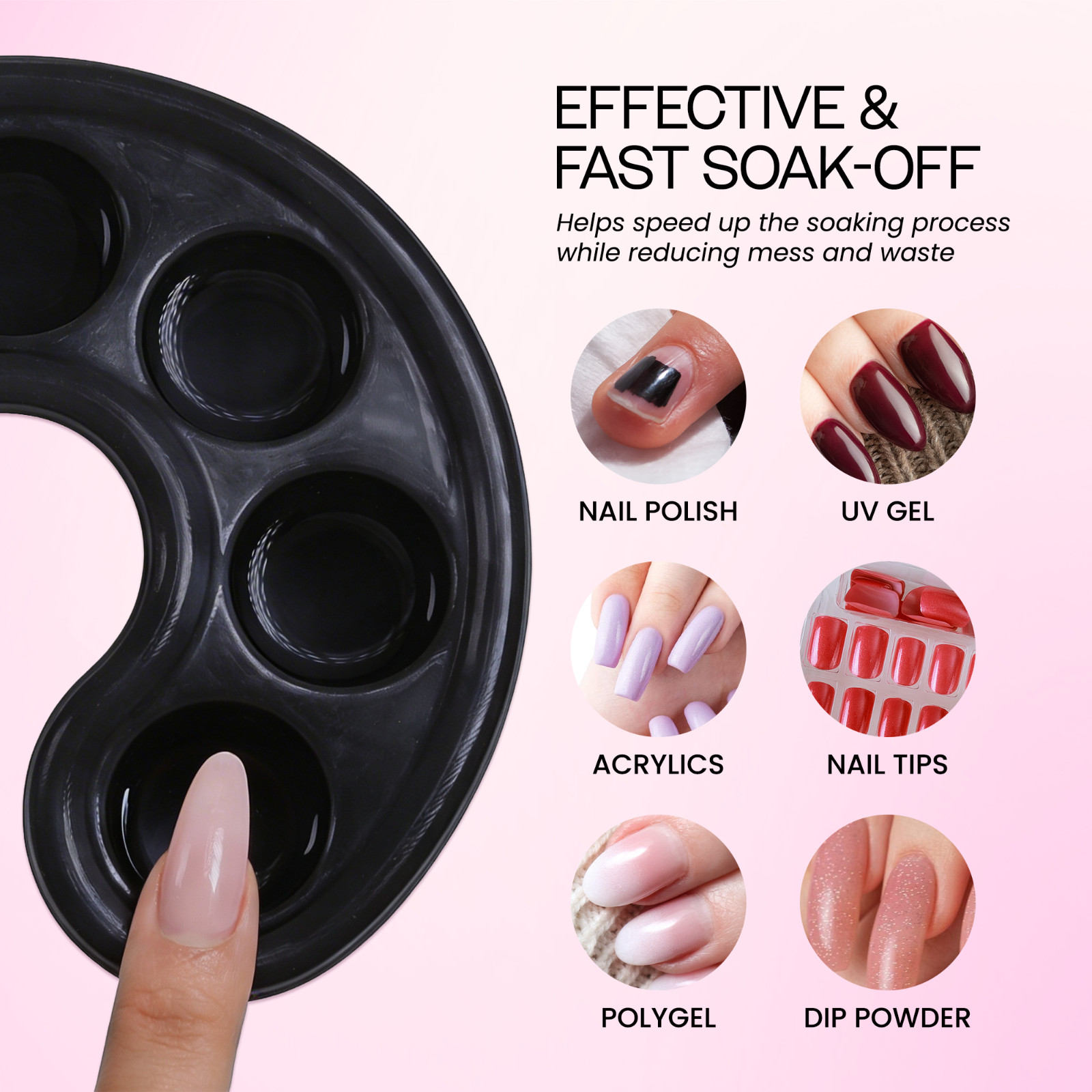 Beauticom Manicure Bowl Nail Art Hand Soak Treatment Tray Black – 5 Finger Slots