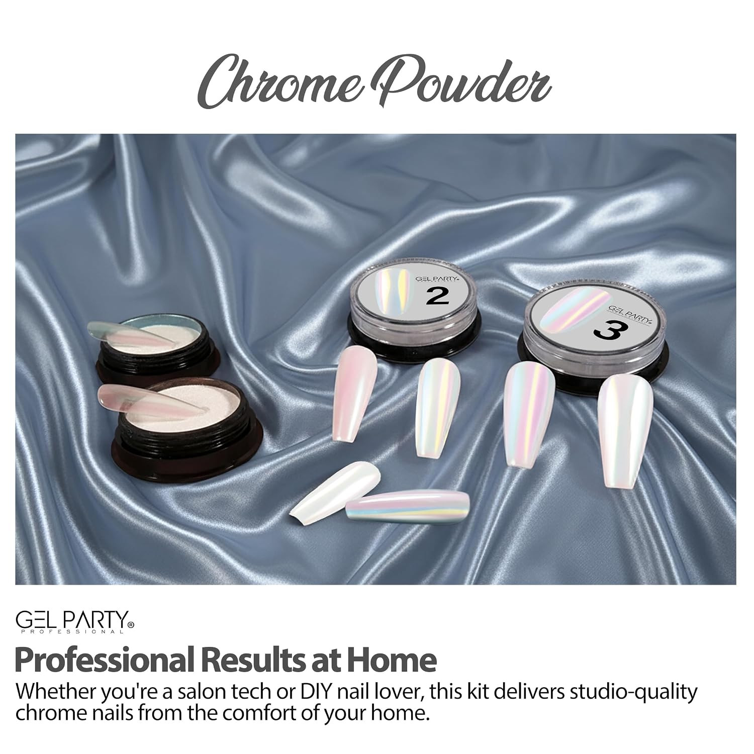 GELPARTY 16 Colour Chrome & Holographic Nail Powder Kit – Mirror-Effect Metallic