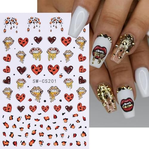 Valentine’s Day Nail Art Stickers Pink Sexy Lips Nail valentines style1