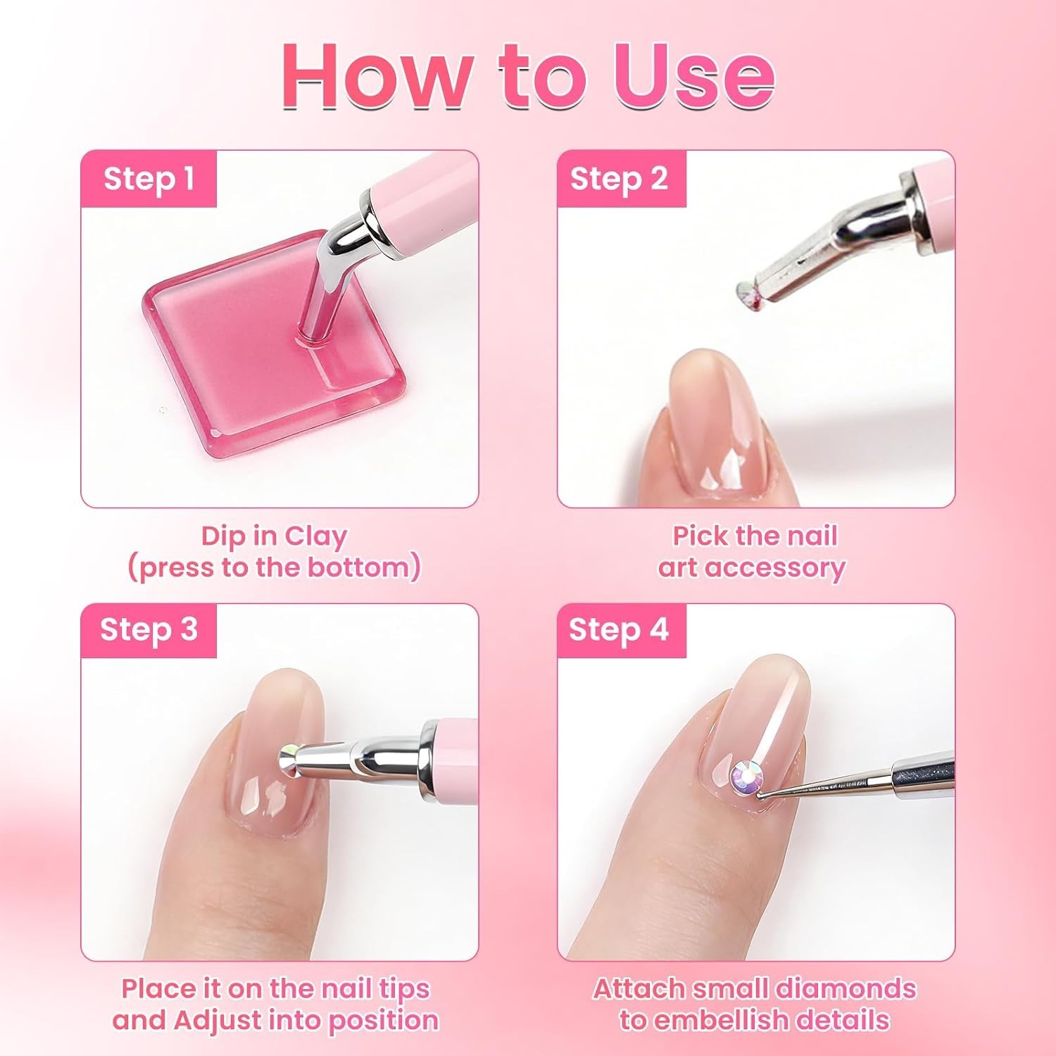 Dual-Ended Rhinestone Picker with Wax Clays – Precision Nail & Craft Art Tool