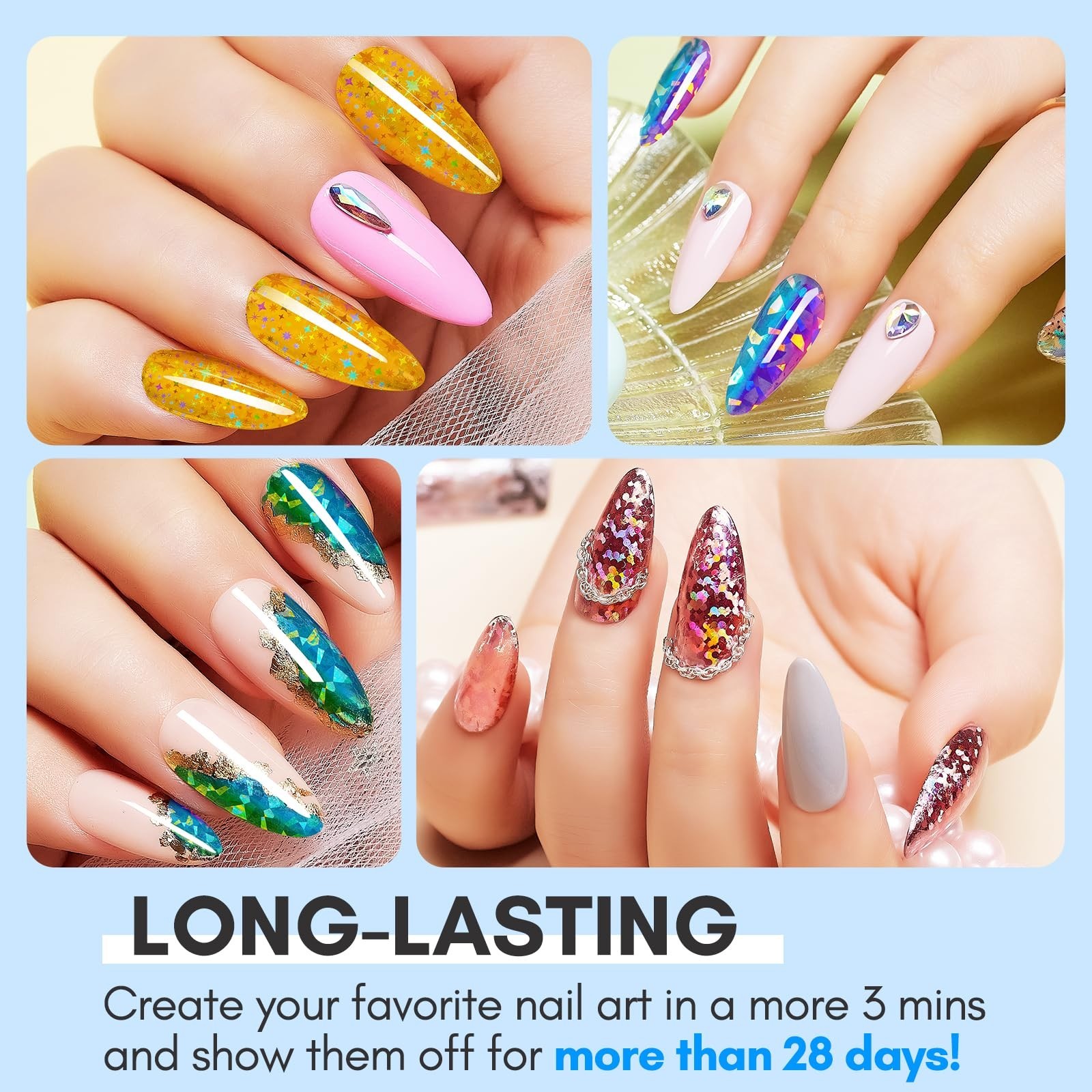 Nail Foil Glue Transfer Gel 2Pcs 15ML – Strong Adhesion for Nail Art Stickers, D