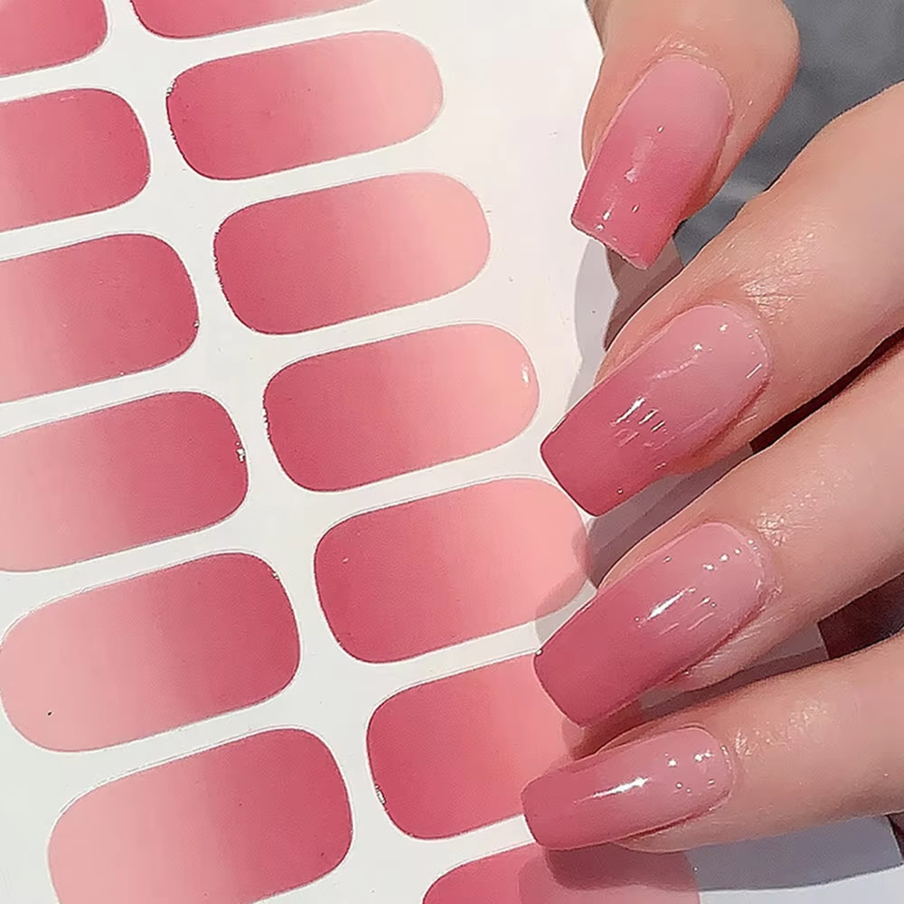 Semi-Cured Gel Nail Stickers Solid Color Nail Semi-Baked Tips Full Paste Nail De