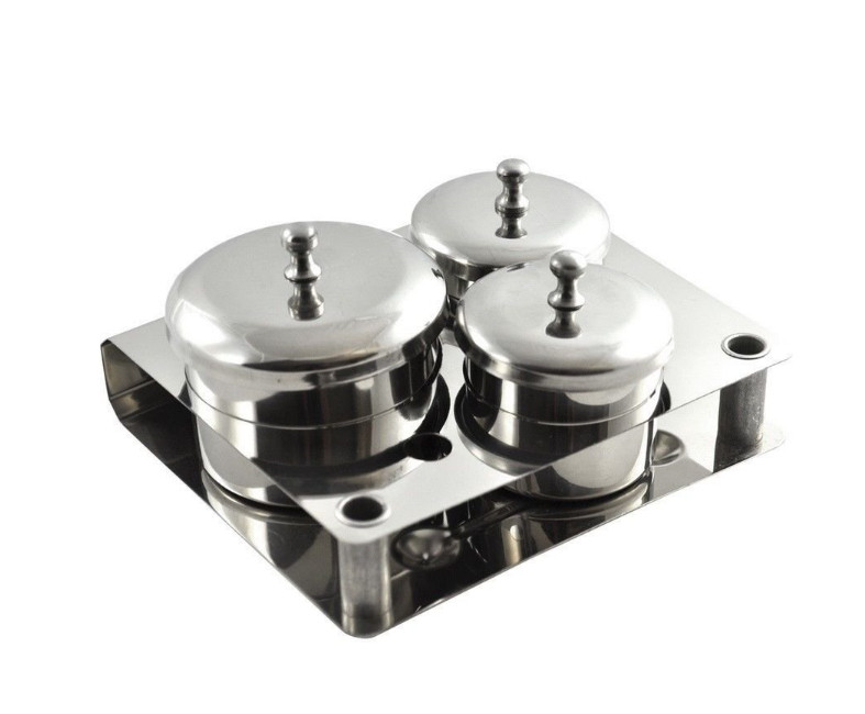 3Pcs/set Stainless Steel Manicure Nail Art Set Liquid & Powder Storage Cups