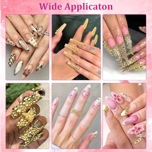 Gold Nail Charms and Gems, Half Round Flatback Pearl Nail A18 1 box gold