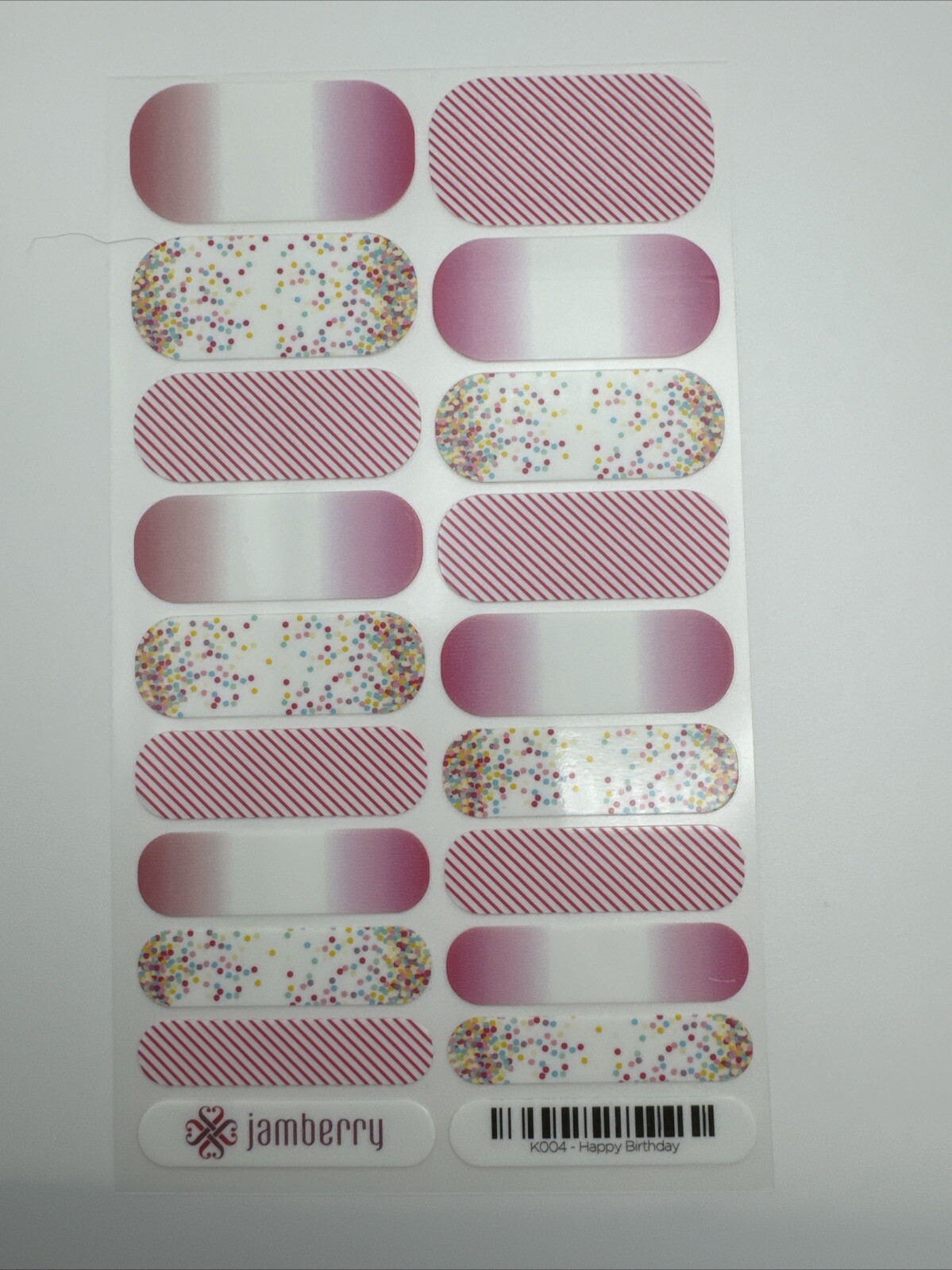 Jamberry Nail Wraps Happy Birthday Full sheet (purple mixed mani/graphic)