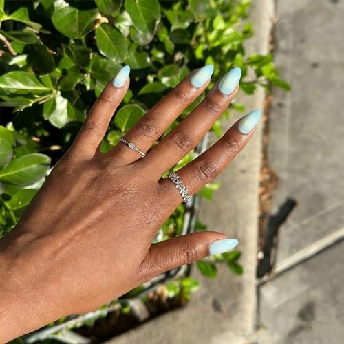 Press On Nails Short – Semester Glow – Easy-to-Apply Blue & A9-Semester Glow