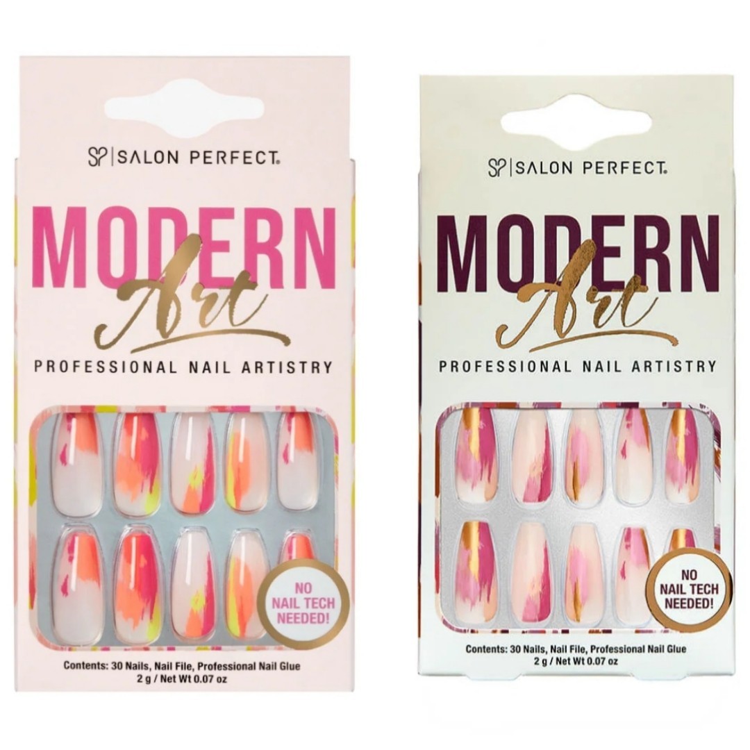 Salon Perfect Artificial Press-On Nails Modern Art Set Of 2