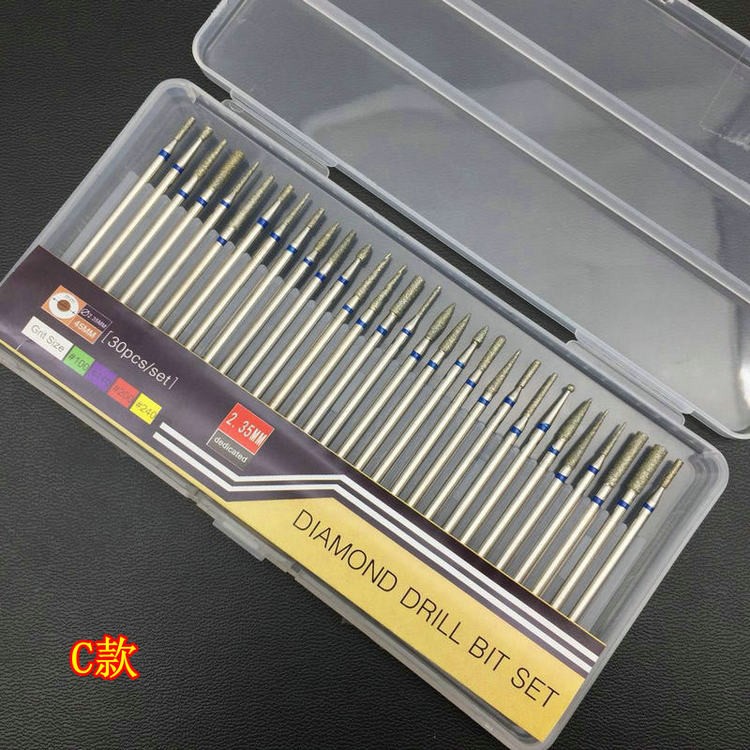 30Pcs/Set Diamond Grinding Head Nail Art Drill Polish Head Kit Nail Drill