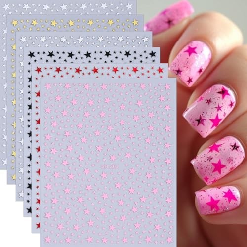 Nail Art Stickers 4th of July Nail Decals Glitter Red White Gold Pink Star