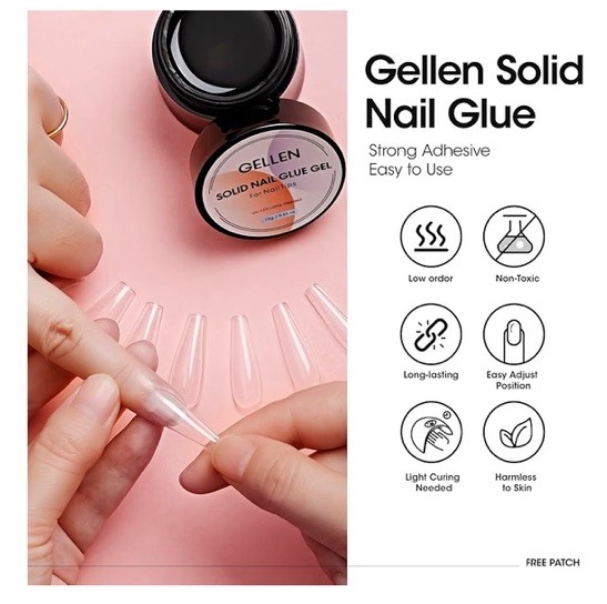 GELLEN Solid Nail Glue Gel 15g Long-Lasting Non-Toxic Low Odor UV/LED