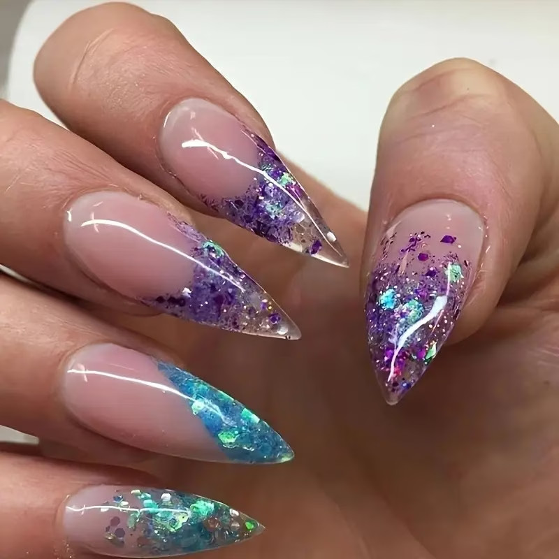 12 Colors Holographic Nail Glitter Set Iridescent Chameleon Hexagon Sequins DIY