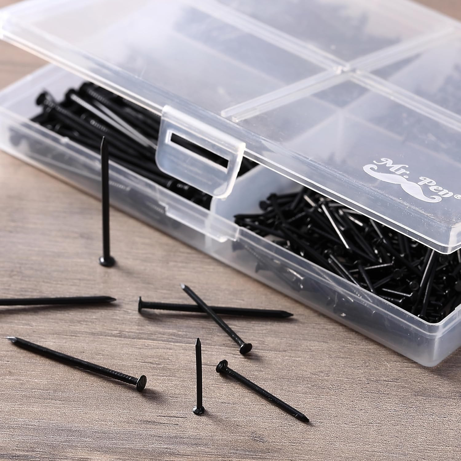 – Nail Assortment Kit, 1200 Pcs, 4 Sizes, Black, Small Nails for Hanging Picture